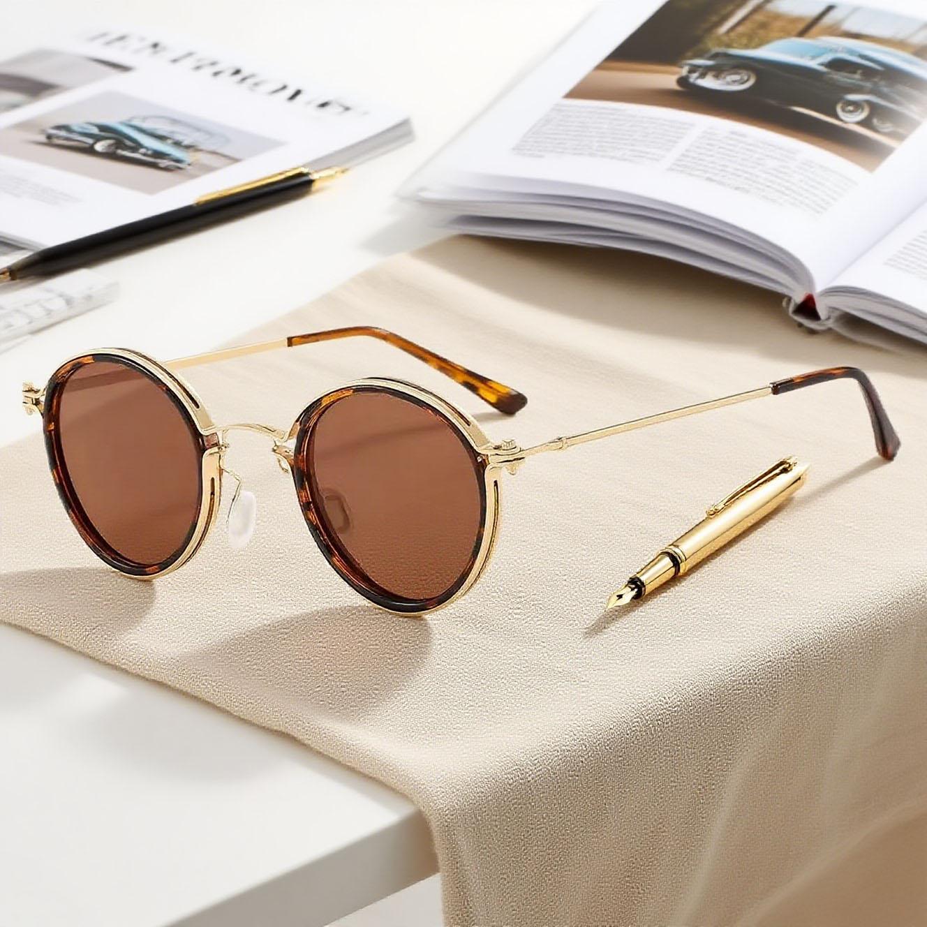 Myopia Sunglasses Men's Latest Fashionable Alloy Metal Round Frame Sunglasses Retro Neutral High Quality Cycling Multi Color Uv Protection 400 Sunscn Eyewear