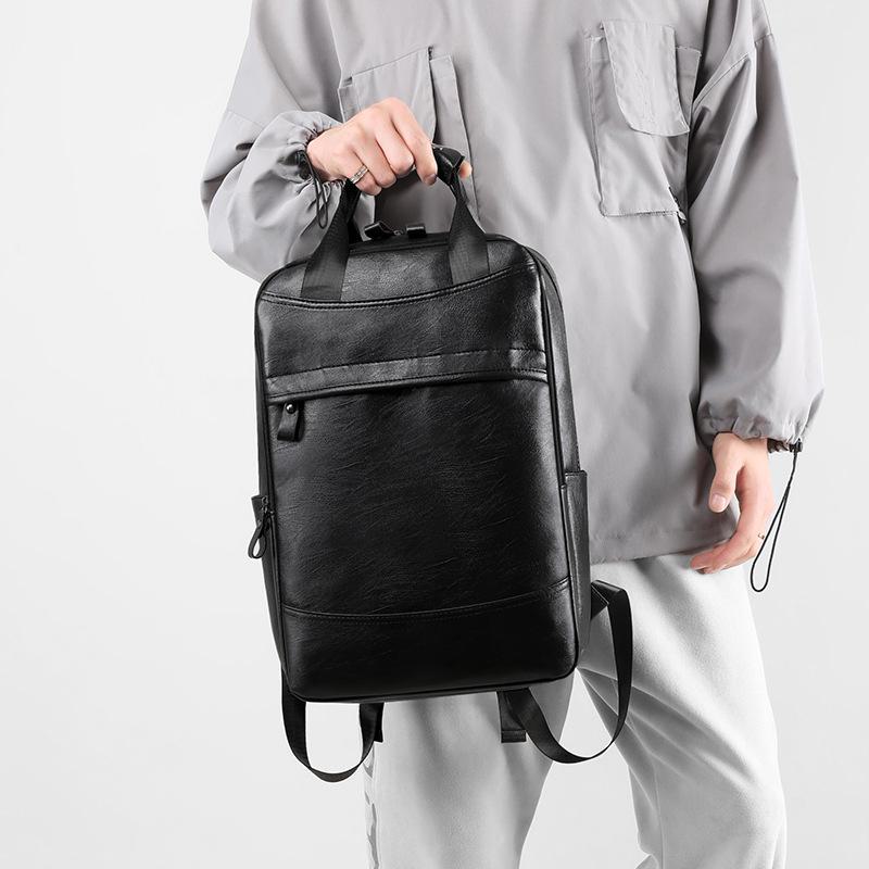 Men's PU Backpack - Large Capacity College, Business, Travel & Casual Bag