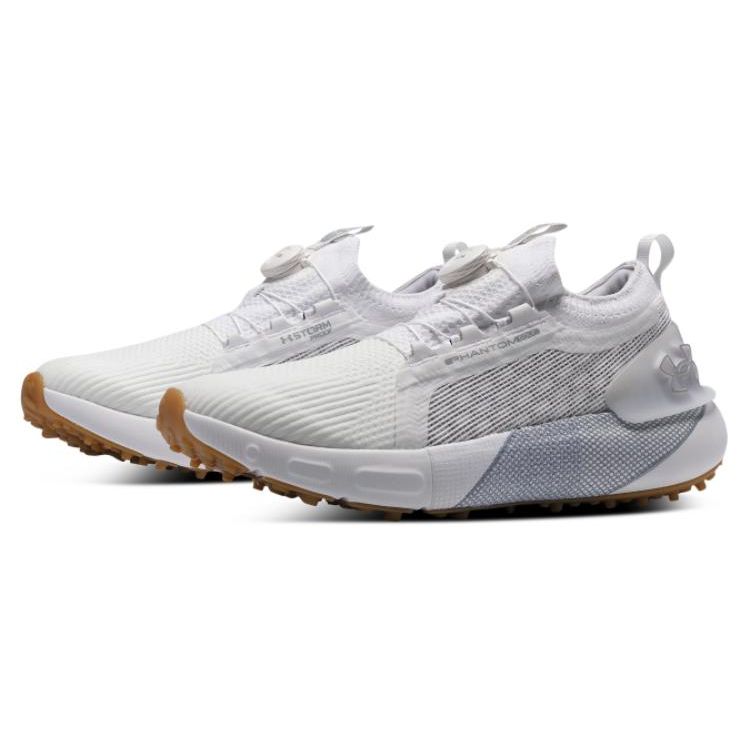 Under Armour HOVR Phantom Boa Minimalist Comfortable Shock Absorbing Durable Low Top Golf Shoes Men Sneaker White 3027380-100