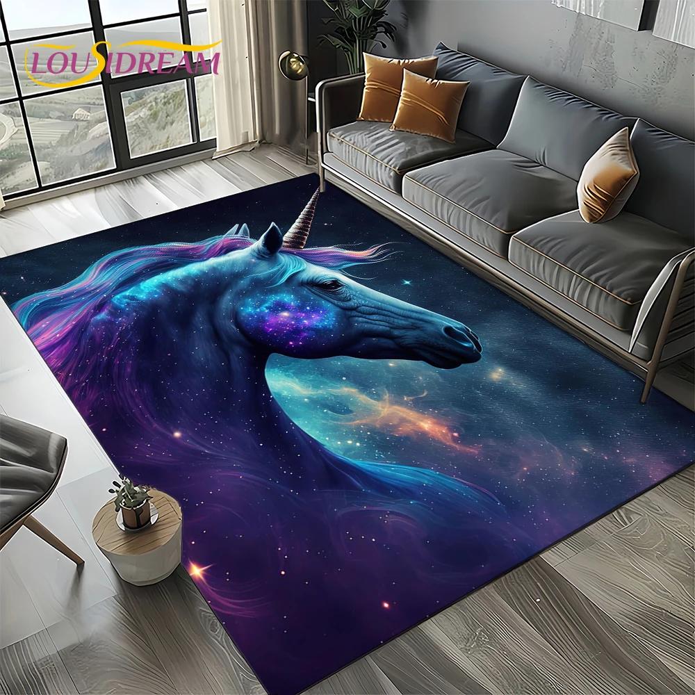 Covor Covoară Stil 27 Unicorn Desen Animat Fată Vis pentru Living Dormitor Decor Acasă Sofă, Covor Zonă Copii Covoraș de Podea Antiderapant Cadou