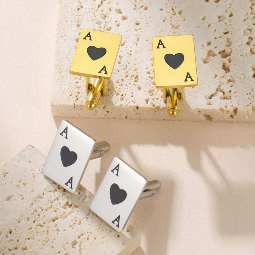 I Miei Gemelli a Forma di Picche A Acciaio Inossidabile Gemelli Uomo Carte da Gioco Poker Gemelli Camicia da Matrimonio Camicia da Lavoro Completi Gioielli