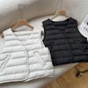 High-end light luxury% goose down~ women's bottom collarless down vest ultra-light V-neck coat with down vest