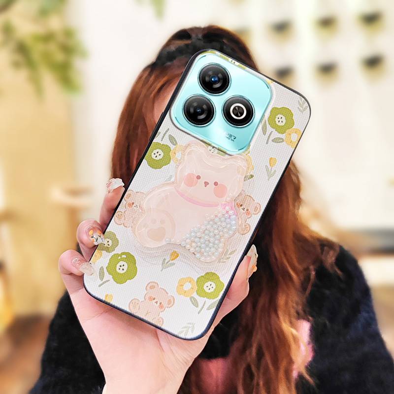 Husă Telefon TPU Design Modă Pentru ZTE Blade A75 4G/Z2359 Anti-șoc Durabil Silicon Suport Cartoon Sclipici Anti-praf