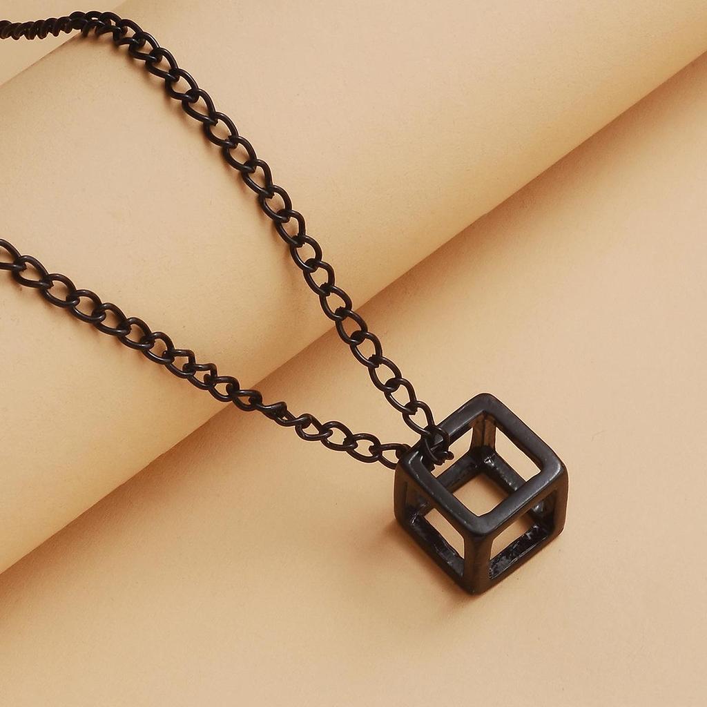 Trendy European-American Cube Necklace Sweater Chain