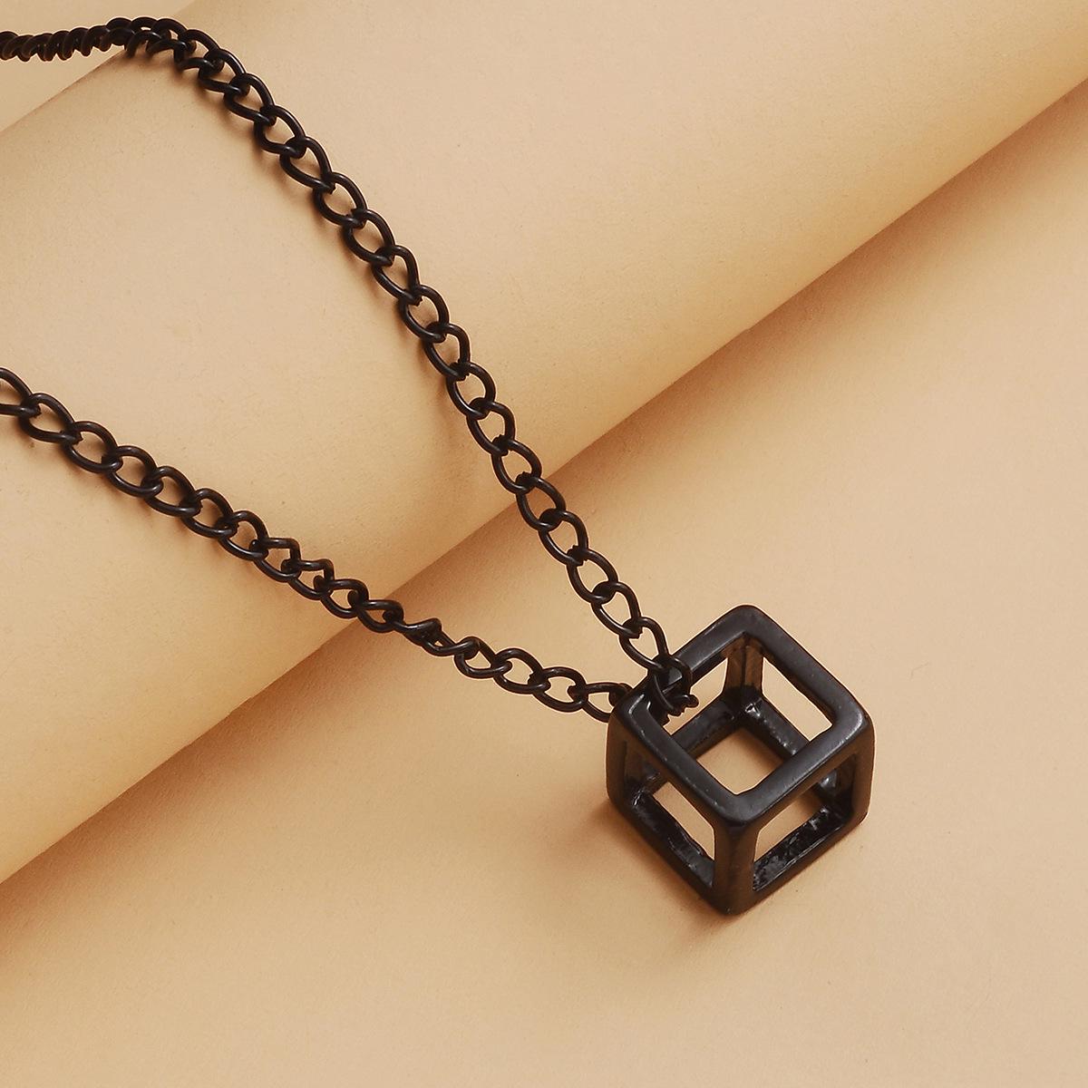 Trendy European-American Cube Necklace Sweater Chain