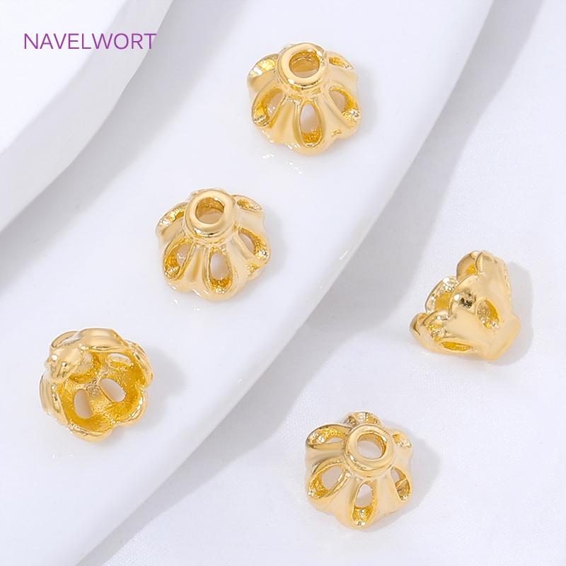 5/10/15Pcs 18K Gold Plated Brass Bead Caps For Jewelry Making,Flower Bead Caps For Bracelet,Caps For Beads,DIY Jewelry Materials