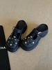 2025 new thick-soled bag head half slippers women's outer wear rivets hollow hole shoes lazy one pedal muller slippers