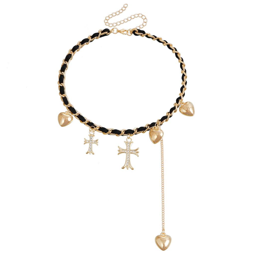 Jewelry Temperament Y2K Love Exaggerated Choker Velvet Rope Design Sweet And Cool Fringed Necklace