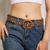 Retro Leopard Print Waist Belt for Lady Girls Fashion PU Leather Waist Band Vintage Waist Ornament Decorative Girdle