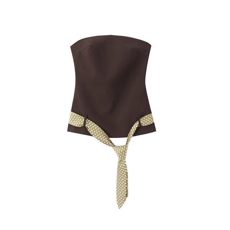 Za Autumn New Arrivals Women's Clothing Zr European and American Style Fashionable Straight Tie Belt Tube Top 4661130