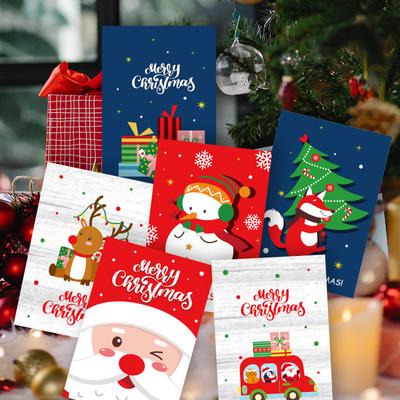 Kleine Grußkarten mit Umschlag und Aufklebern. Frohe Weihnachten. Grußkarten zum Selbermachen. Weihnachtskarten für Weihnachtsfeiern.
