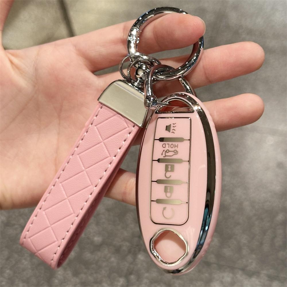 

Key Fob Cover for Nissan Car Keys Shell Case Keychain Accessories for Altima Sentra Rogue Pathfinder Murano Armada Maxima Versa рожевий