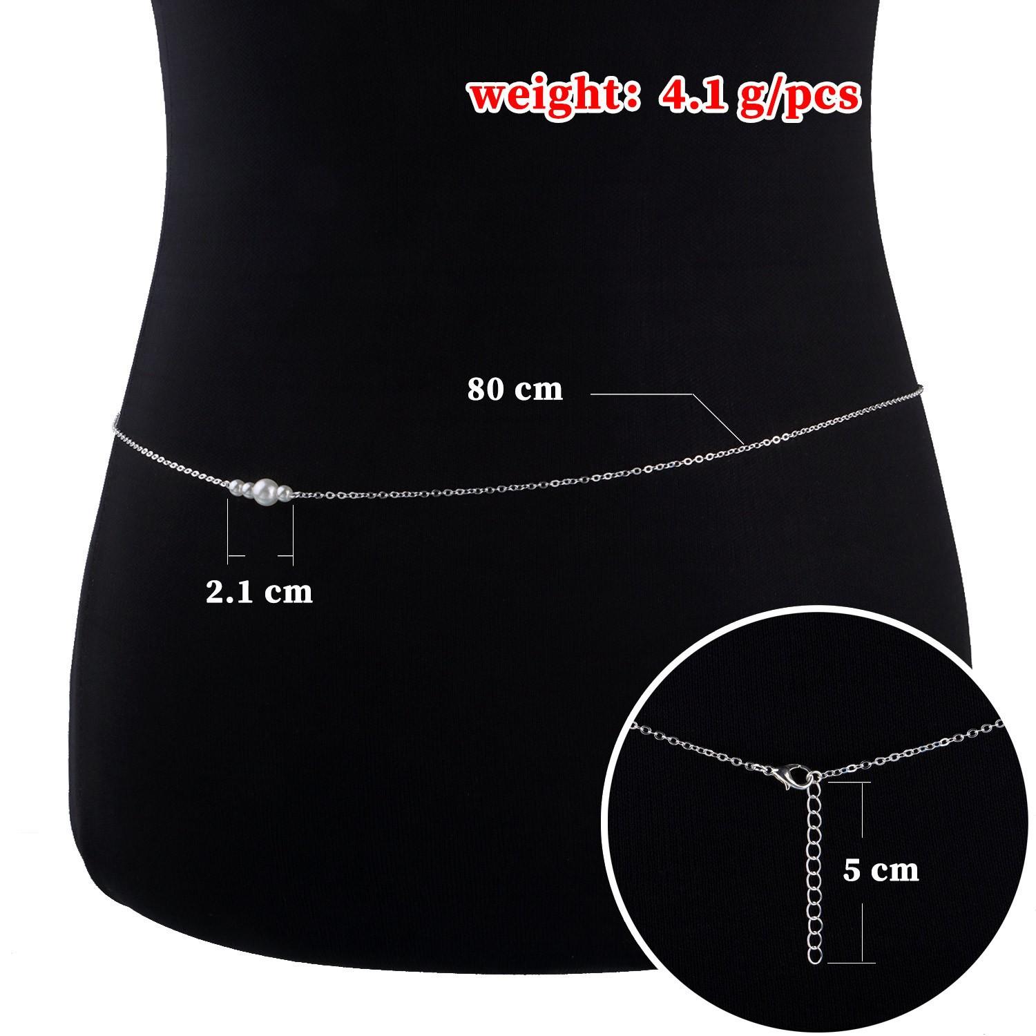 

New Waist Chain, Sexy Simple BodyBelly Bikini, Pearl Waist Chain 60-80cm срібний