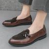 Monk Strap Loafers New Men's Pointed Mix Patchwork Leather Shoes For Male Designer Formal Wedding Prom Dress Homecoming Footwear