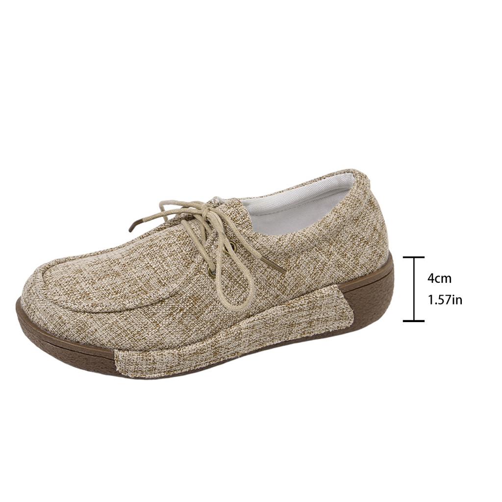 Plus Size Shoes for Women 36-43 Spring Autumn 2026 Women Lace Up Platform Wedges Comfortable Non-slip Flats Sneakers Women