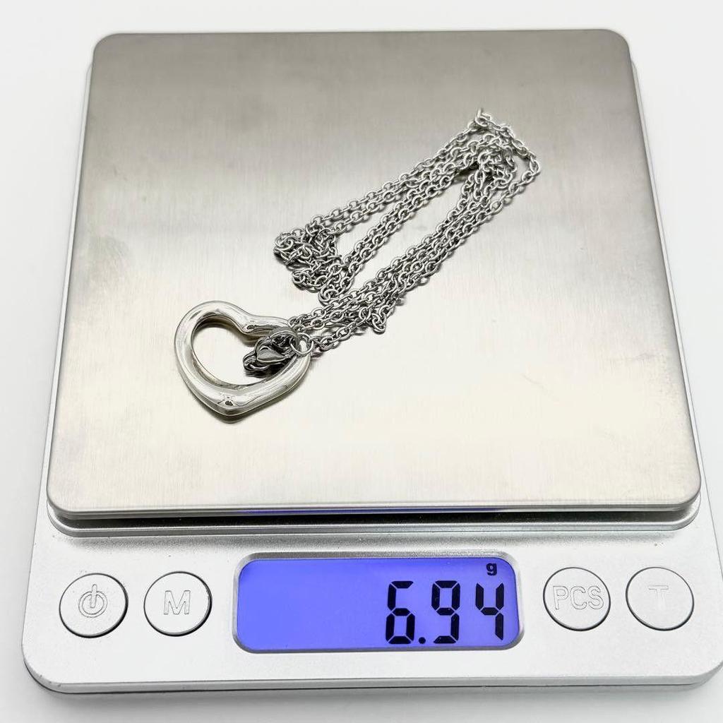 Used [External Chain] TIFFANY&Co. Open Heart Necklace Tiffany Pendant SV925