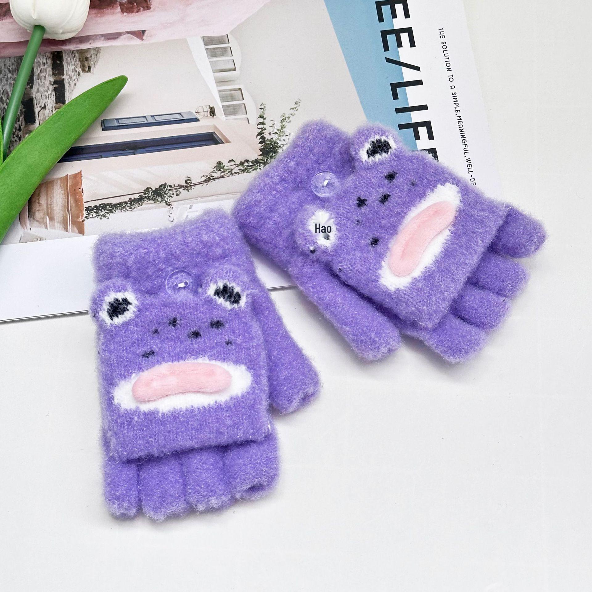 

Детские мультяшные зимние плюшевые варежки с откидным верхом для мальчиков и девочек One Size фиолетовый