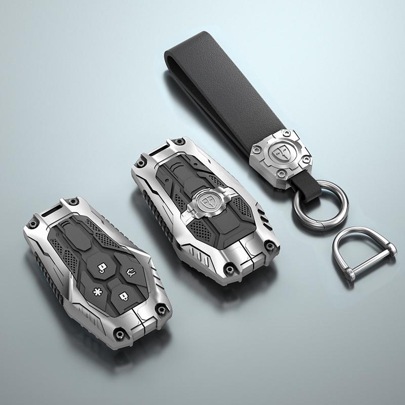 Galvanized Alloy Silicone Splicing Car Key Cover Case For GAC AION Hyper GT HT Remote Protection Cover Shell Keychain Accessorie