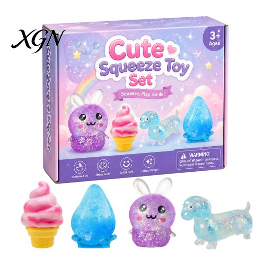 Stress Relief Toy 1 Set Squeeze Duck Rabbit Animal Love Heart Pinch Reduction Gadget Sensory Soft Stretchy Ball Relaxation Fidget Party Favors Tool