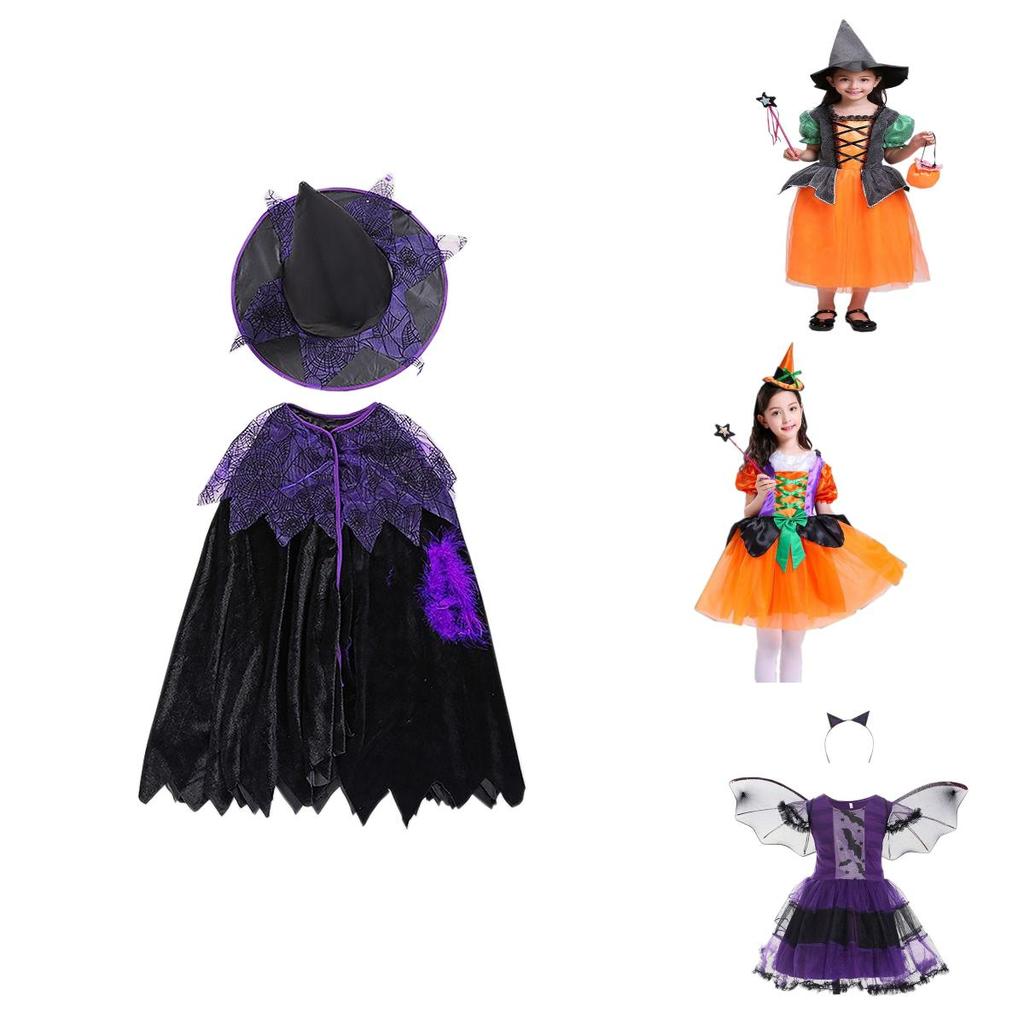 Magical Baby Girl Gown Halloween Cosplay Witch Costume For Teens With Puff Sleeves