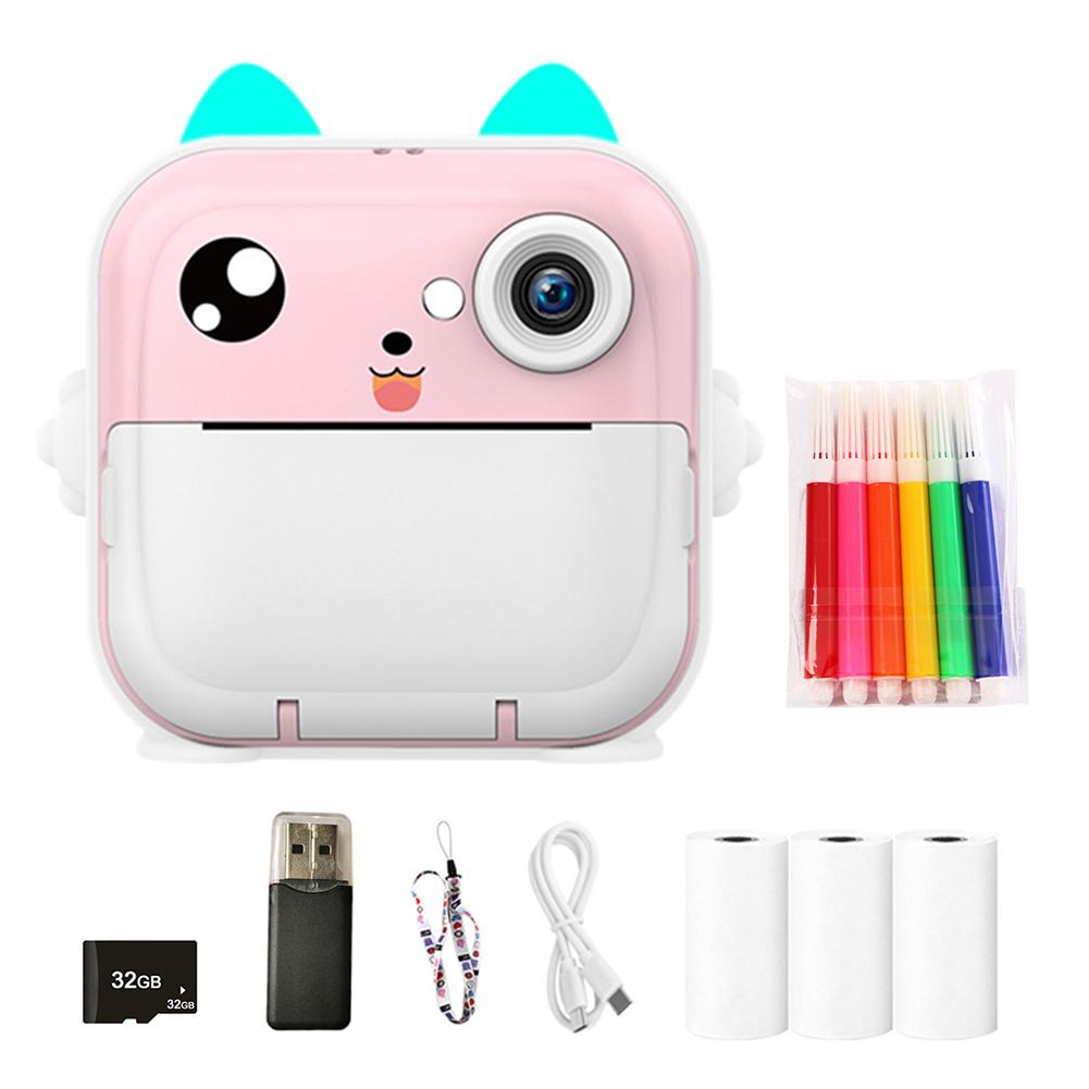 4 In 1 Cute Digital Camera 1200mAh Mini Instant Print Camera USB Rechargeable HD Photo Printing Camera Christmas Birthday Gifts