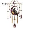 Easy Installation Metal Chain Ornaments Halloween Stained Glass Style Wind Chime, Acrylic Suncatcher Hanging Ornament with Ghost Black Cat Chimes