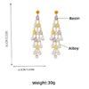 Unique Exotic Bohemian Tassels Earrings Colored Gemstones Chandelier Dangle Earrings Elegant Women's Party Accessories