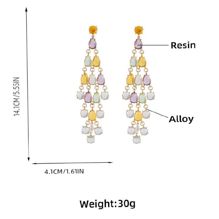 Unique Exotic Bohemian Tassels Earrings Colored Gemstones Chandelier Dangle Earrings Elegant Women's Party Accessories