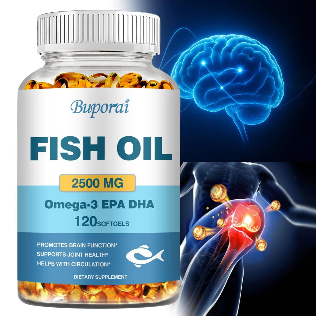 Omega-3 Fish Oil Capsules, Containing DHA and EPA, Support Immune, Brain, and Joint Health.