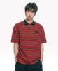 MOO Striped Collared Short Sleeve Tee - Red