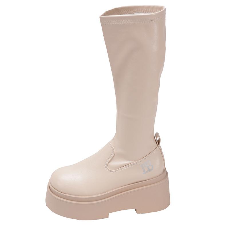 British Gentle Long Knight Boots Women's 2025 New Autumn Black Thick-soled Retro Thick Heel Small Skinny Boots