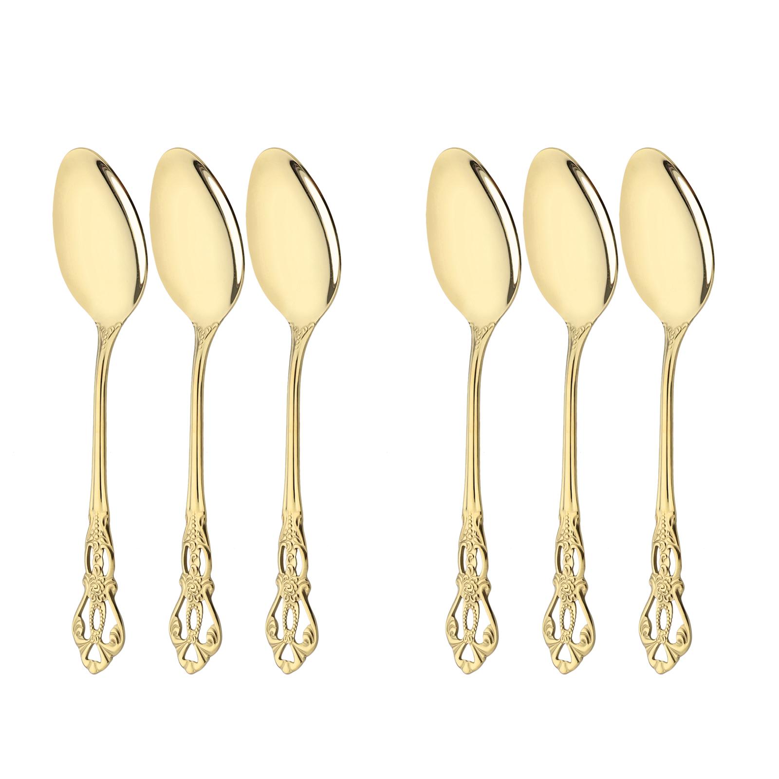 

Набор посуды для шампанского и золота, кухонная посуда из нержавеющей стали, ножи, ложки, вилки, обеденный набор для домашней вечеринки, свадьбы 6pcs dessert spoon