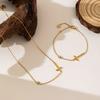 Small Retro Minimalist Cross Pendant Necklace For Women K Gold Plated Ins Cool Layering Chain