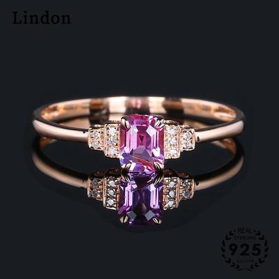 Lindon Klasyczny Stop Miedzi Cyrkon Pierścionek Damskie Biżuteria Ślubna Obietnica Party Prezent