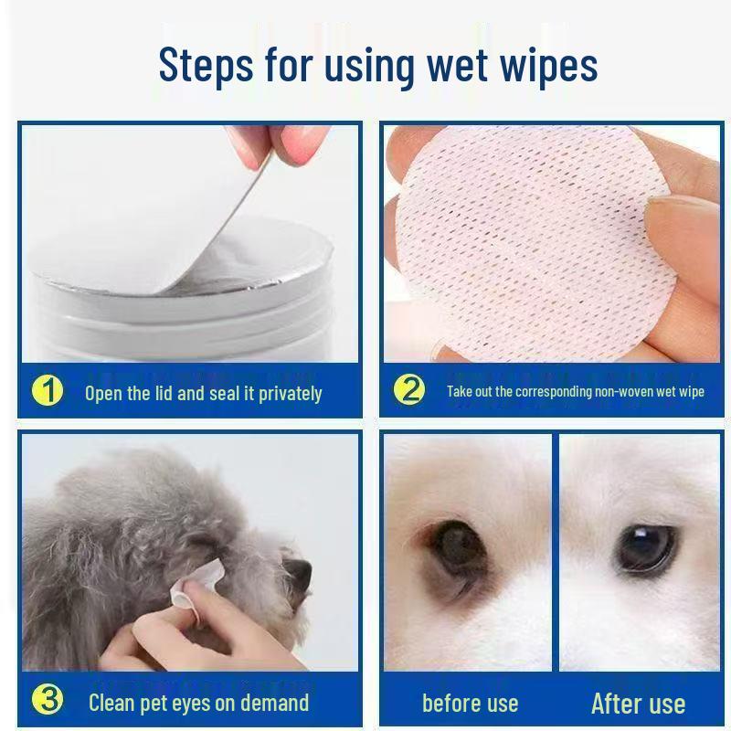 Pet Eye & Ear Cleaning Wipes for Cats & Dogs - Remove Tear Stains & Mites