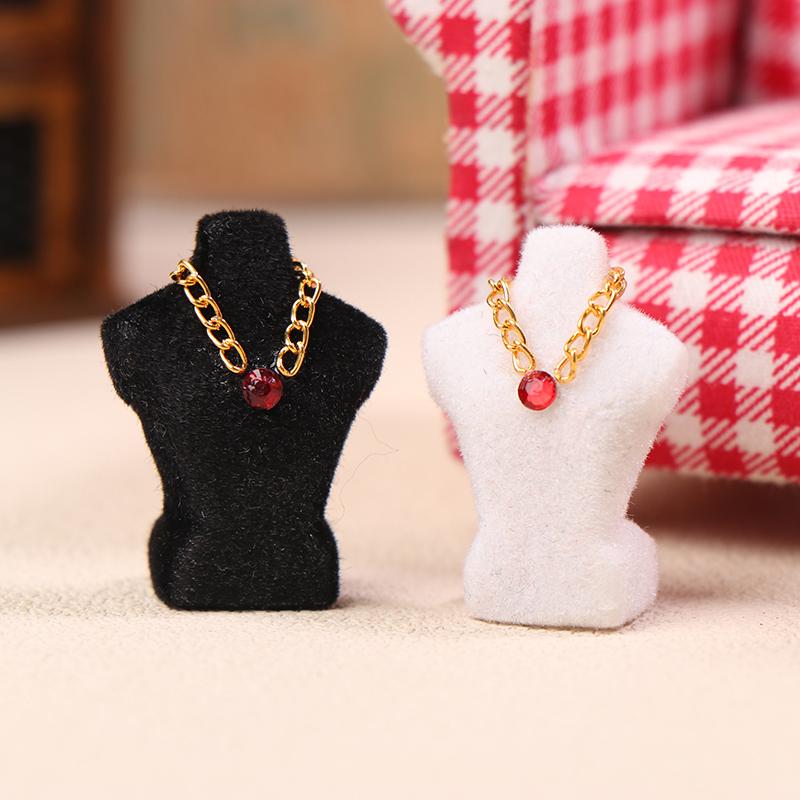1/12 Dollhouse Necklace Display Stand With Necklace Dollhouse Jewelry Stand Dollhouse Accessories Micro Scene Photo Props