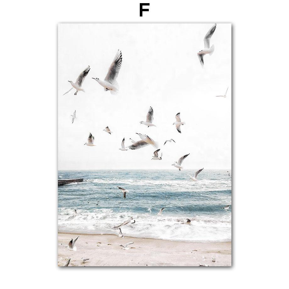 Car Seagull Chalet Coconut Tree Beach Landscape Wall Art Canvas Painting Nordic Poster And Prints Wall Picture Living Room Decor