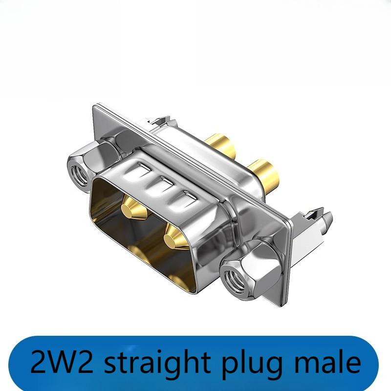 

High current 40A 2W2 2V2 solid pin connector 2-pin 90-degree bent pin/through-hole soldered plate plug