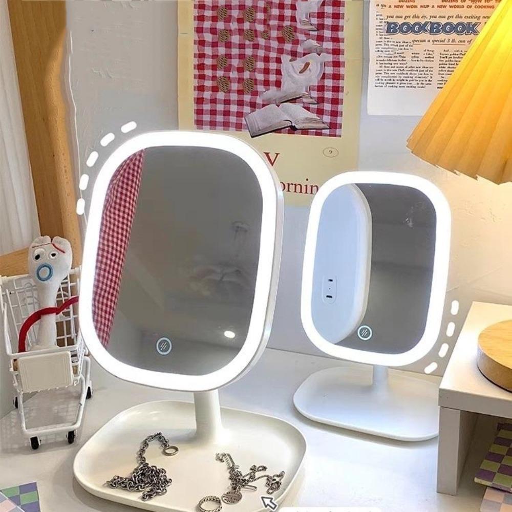 Erleuchten Sie Ihre Schönheit LED Schminkspiegel Dreifarbiges Licht Smart HD Tischspiegel Reise