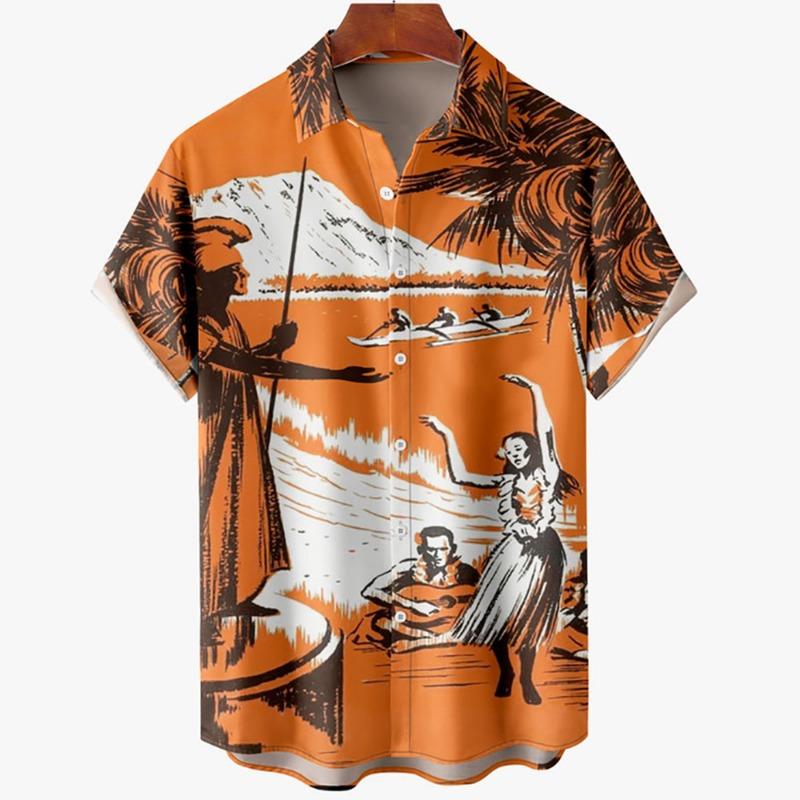 Camicie Hawaiane da Uomo Moda Comode Unisex Manica Corta Top da Spiaggia Viaggio Surf Camicie Casual Camicie da Uomo Oversize