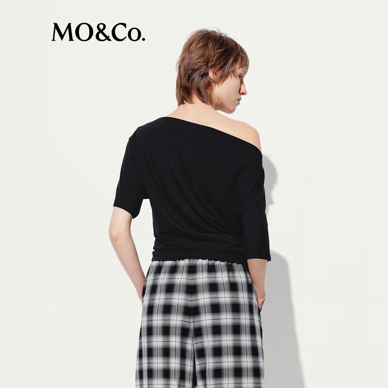 MO&Co. Modal Blend Pleated Off-Shoulder Short-Sleeve Top