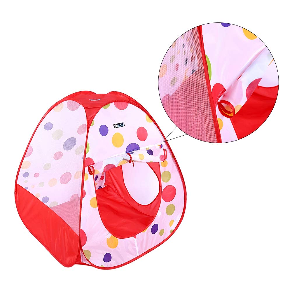 3 Tent Ball House Foldable Polka Dot Pattern Tunnel Indoor Gift Convenient Storage Breathable Ball Pool [Contains PCS] Children's