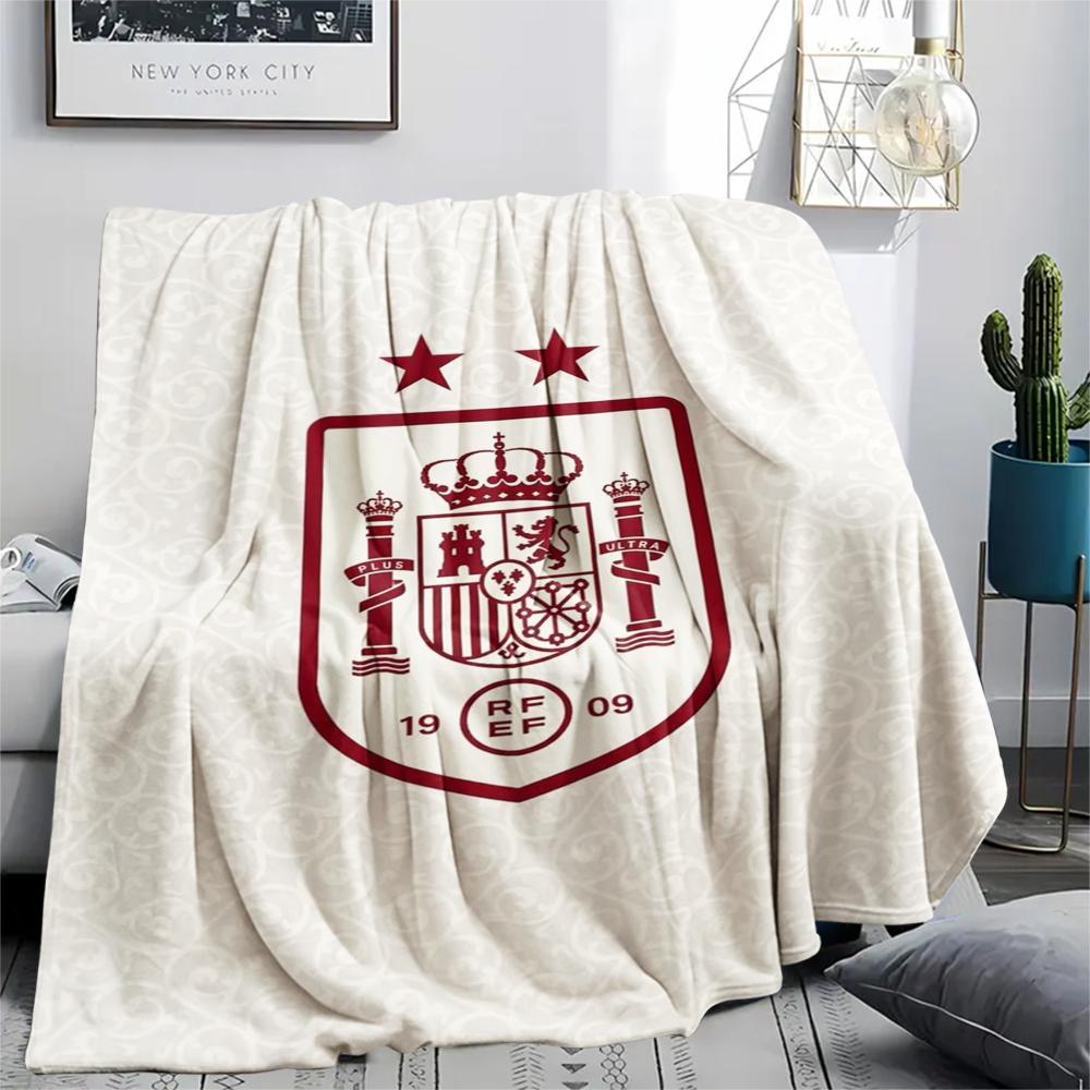 1PC Spain national FC Print Flannel Blanket, High quality Comfortable for All Seasons, Home Decor, Warmth and Comfort, Perfect for Christmas Gifts