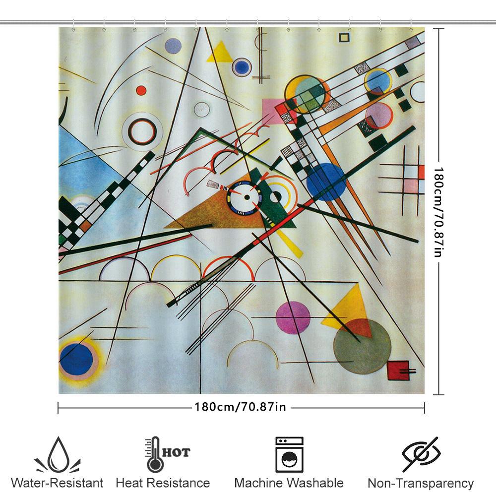 Modern Geometric Design Shower Curtain Multicolor Abstract Artistic Decor Bathroom Accessories Waterproof Fabric Print Home Deco