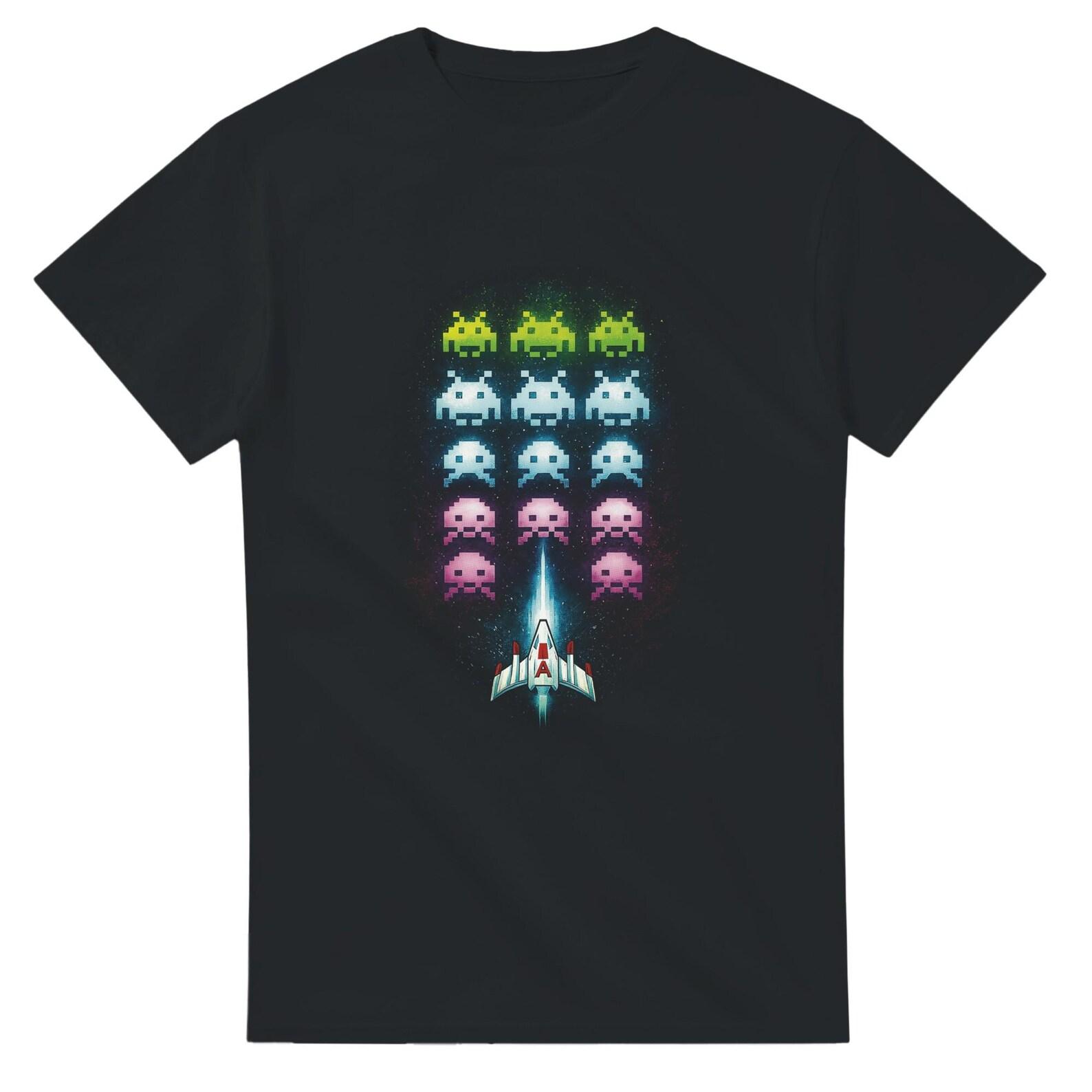 Space Invaders Halftone Heavyweight Unisex Crewneck T shirt | Gildan® 5000 S