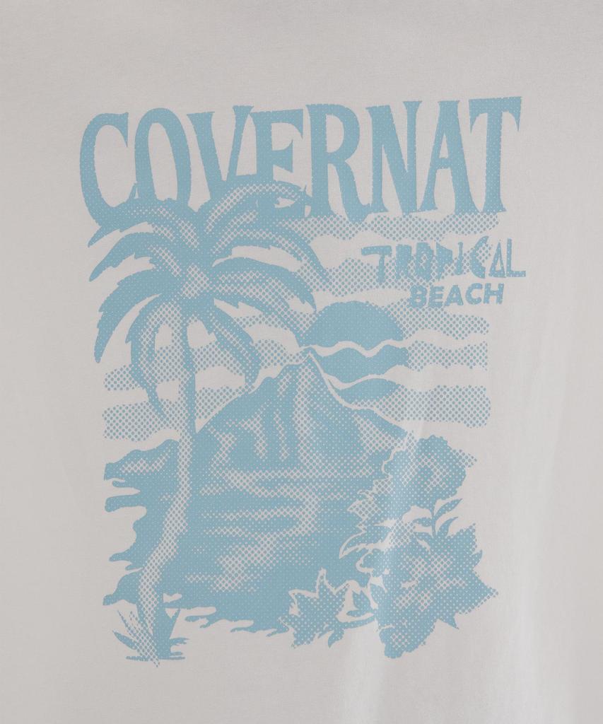 COVERNAT Cool Cotton Sunset Tropical Graphic T-Shirt White