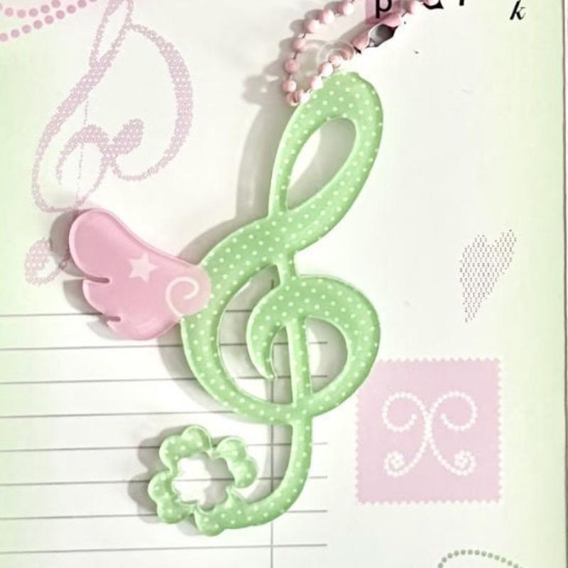

Cute Clover Music Note Keychain Wing Charm Lucky Key Ring Ins Style Cute Bag Pendant For Girls Women Car Key Accessory Gift A2