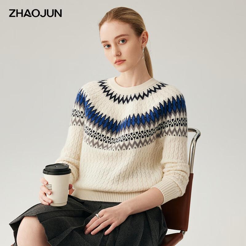 

Zhao Jun Women s Fair Isle Jacquard Cashmere Sweater 2XL