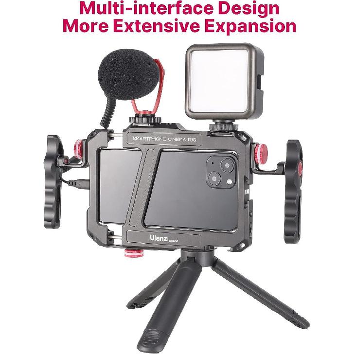 ULANZI Smartphone Video Rig with Handle, LINO Filmmaking Case Aluminum Alloy Phone Video Stabilizer Grip Tripod Mount for Video Maker Videographer