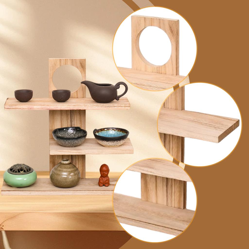 Desktop Display Shelf Space Saving Rustic Elegant Shelves Delicate Wood Floating Shelves for Small Plants Coffee Mug Rack Holder
